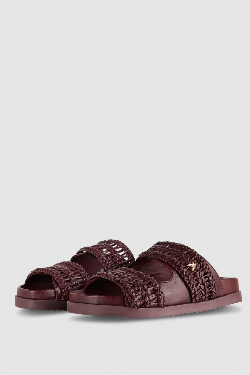 Patrizia Pepe Slippers With Woven Leather Bands Roxo | 3987-OVFQG