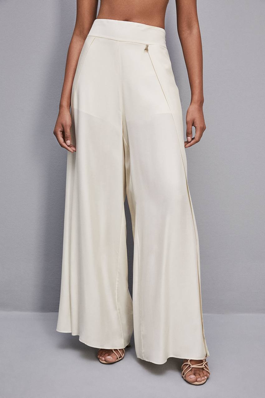 Patrizia Pepe Smock Stitch Palazzo Pants Branco | 2814-VLBNP