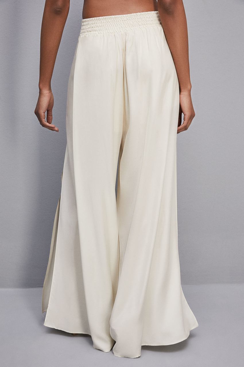 Patrizia Pepe Smock Stitch Palazzo Pants Branco | 2814-VLBNP