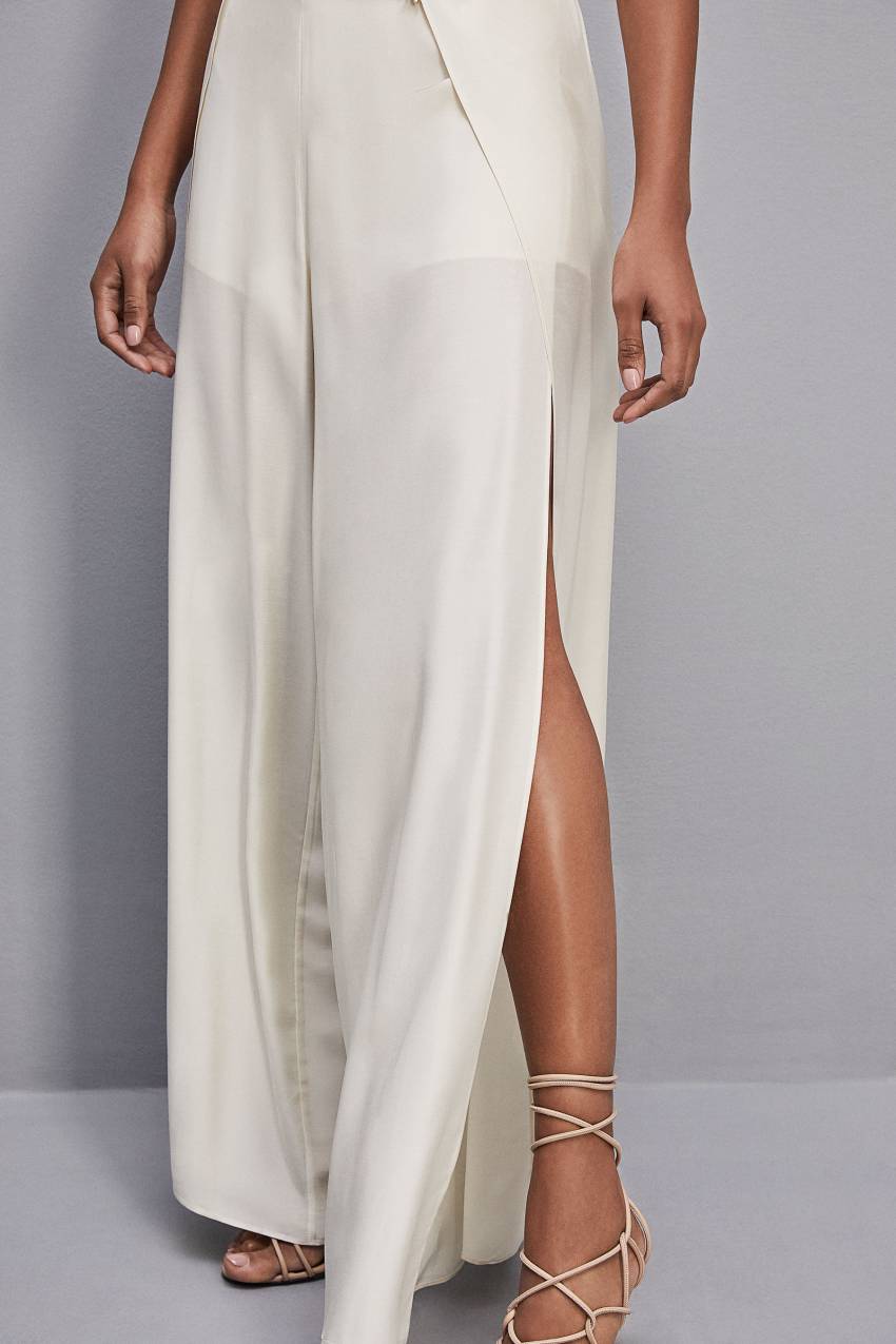 Patrizia Pepe Smock Stitch Palazzo Pants Branco | 2814-VLBNP