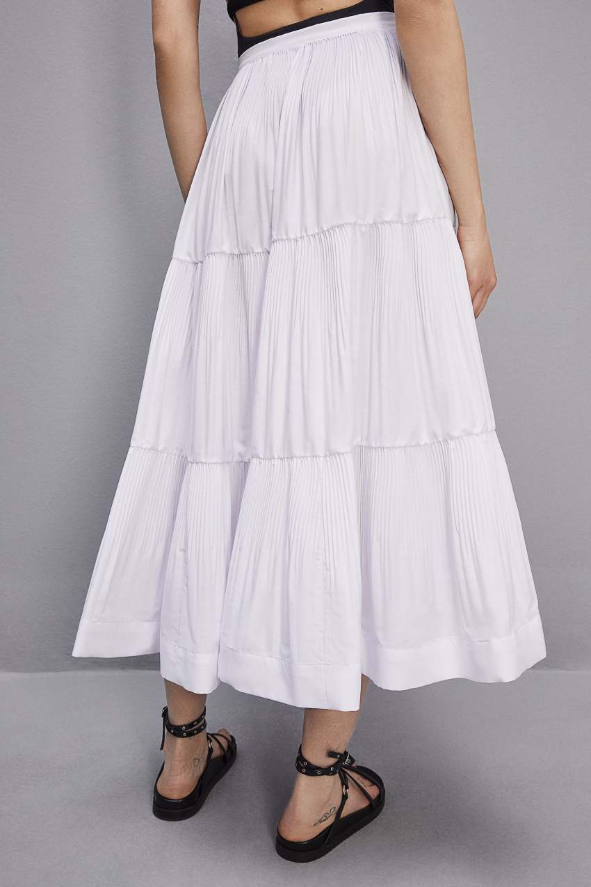 Patrizia Pepe Soft Ankle Pleated Skirt Branco | 3864-ZMKFW