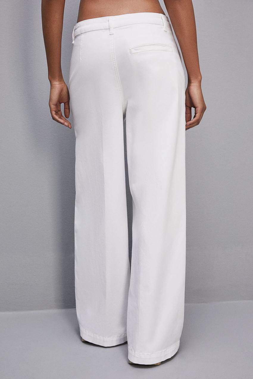 Patrizia Pepe Stretch Cotton Satin Palazzo Pants Branco | 5924-JDEMH