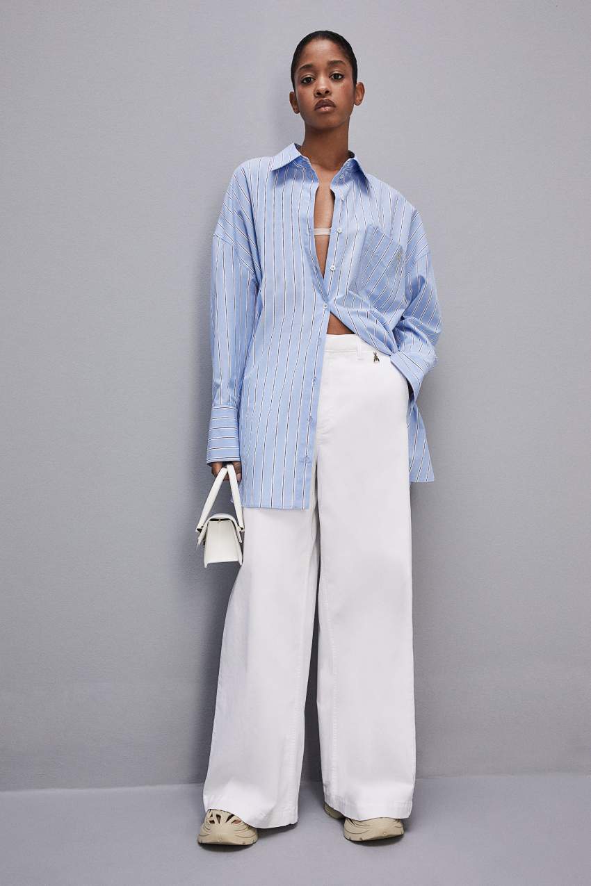 Patrizia Pepe Stretch Cotton Satin Palazzo Pants Branco | 5924-JDEMH