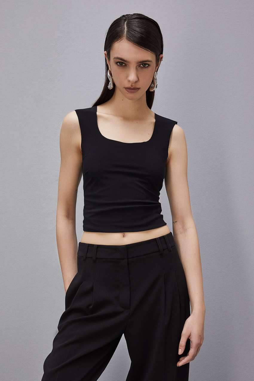 Patrizia Pepe Stretch Jersey Tank Top Pretas | 6108-DFWCL