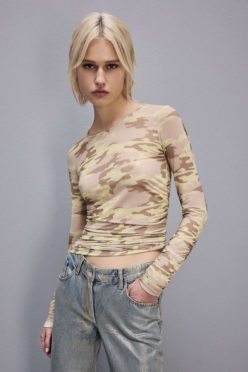 Patrizia Pepe Stretch Tulle T-shirt Militare | 2519-ZDJST