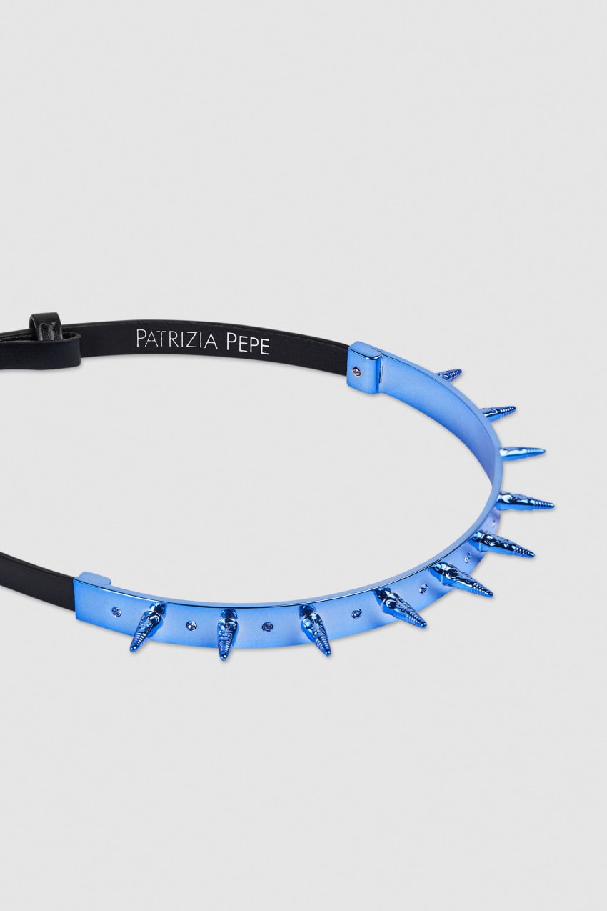 Patrizia Pepe Studded Leather Choker Azuis | 7604-JQUDE