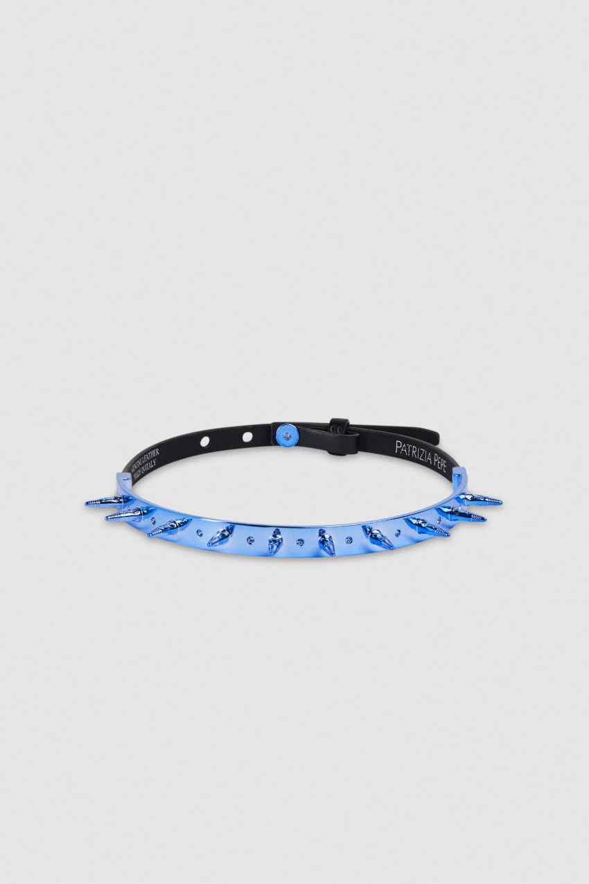 Patrizia Pepe Studded Leather Choker Azuis | 7604-JQUDE