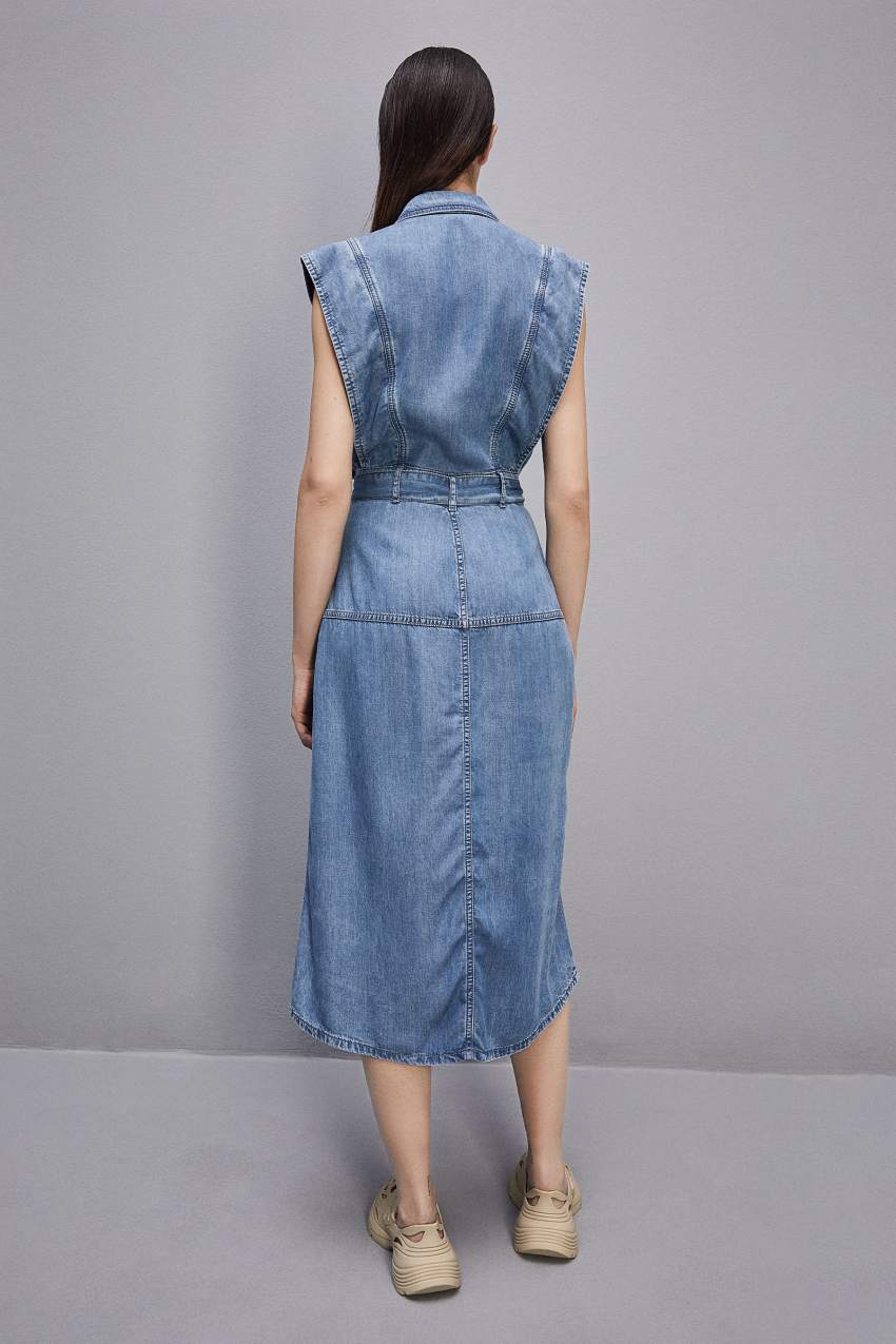 Patrizia Pepe Tencel Denim Sleeveless Dress Luz Azuis | 7851-RCLIM