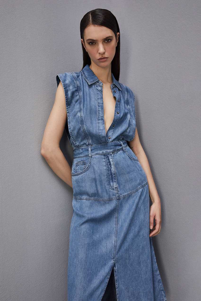 Patrizia Pepe Tencel Denim Sleeveless Dress Luz Azuis | 7851-RCLIM