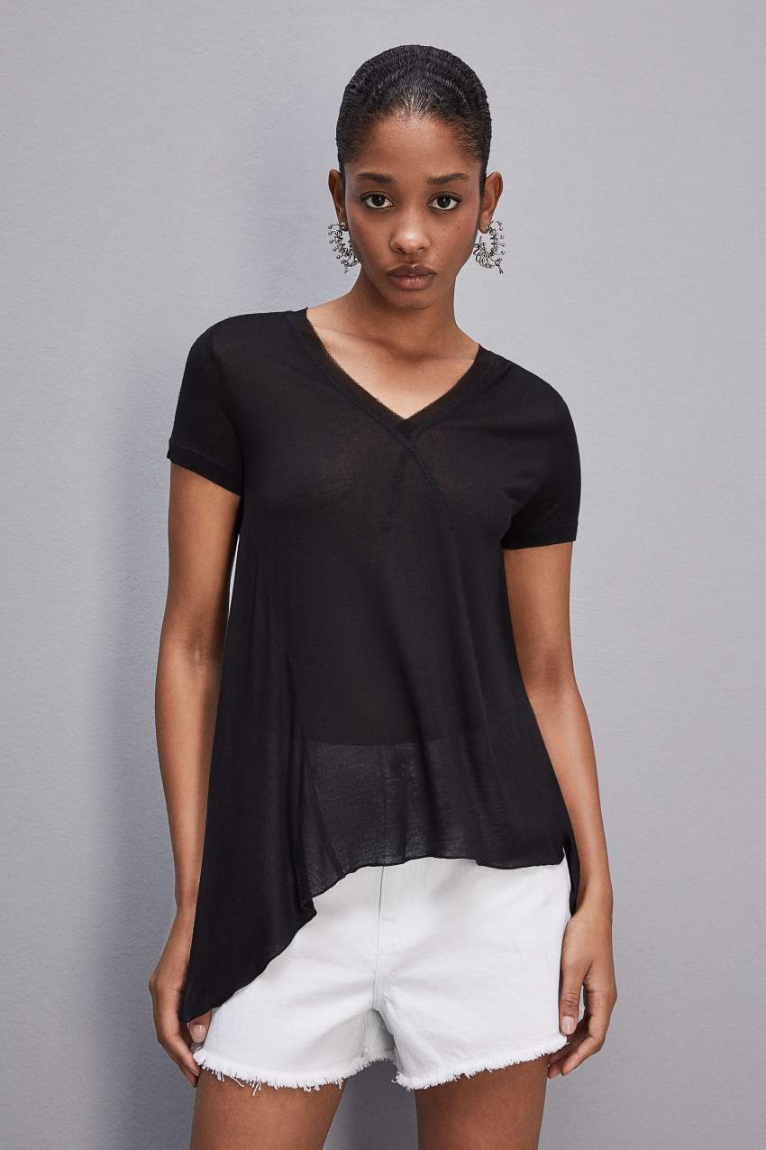 Patrizia Pepe T-shirt In Super Light Modal Jersey Pretas | 8235-BSGKD