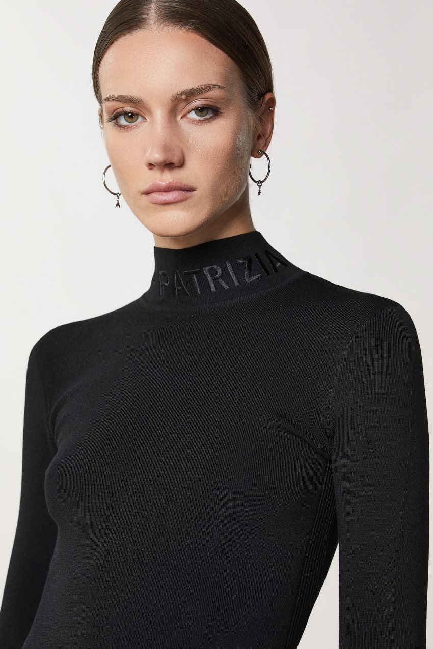 Patrizia Pepe Turtleneck With Logo Pretas | 8457-KFMJR