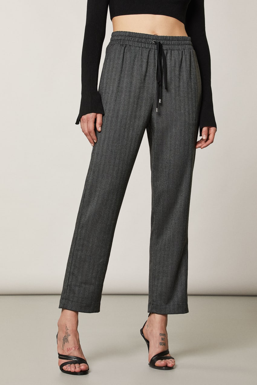 Patrizia Pepe Viscose Ankle Pants Pretas | 2160-HOAUT