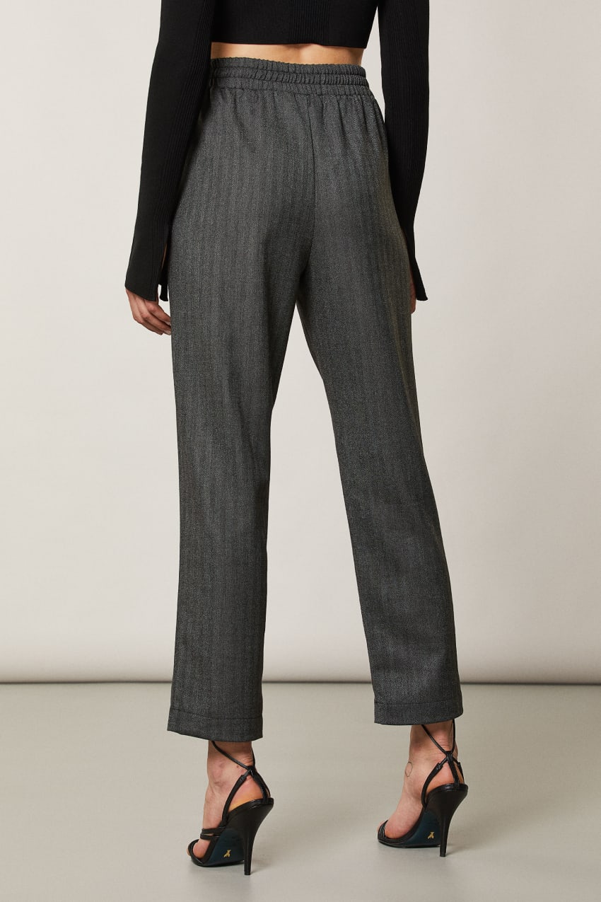 Patrizia Pepe Viscose Ankle Pants Pretas | 2160-HOAUT