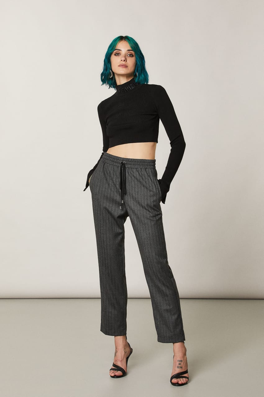 Patrizia Pepe Viscose Ankle Pants Pretas | 2160-HOAUT