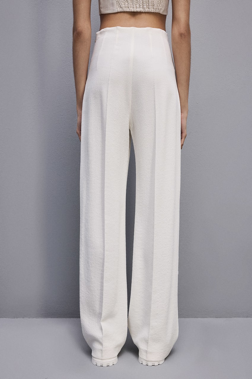 Patrizia Pepe Viscose Palazzo Pants Branco | 1862-XNDUB