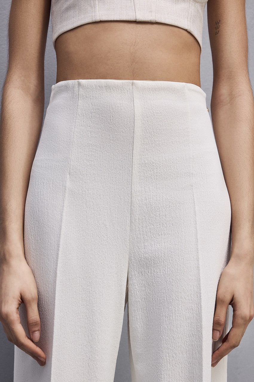 Patrizia Pepe Viscose Palazzo Pants Branco | 1862-XNDUB