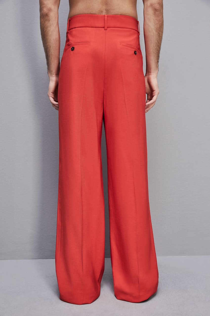 Patrizia Pepe Viscose Twill Pleated Pants Vermelhas | 4072-IDTGY