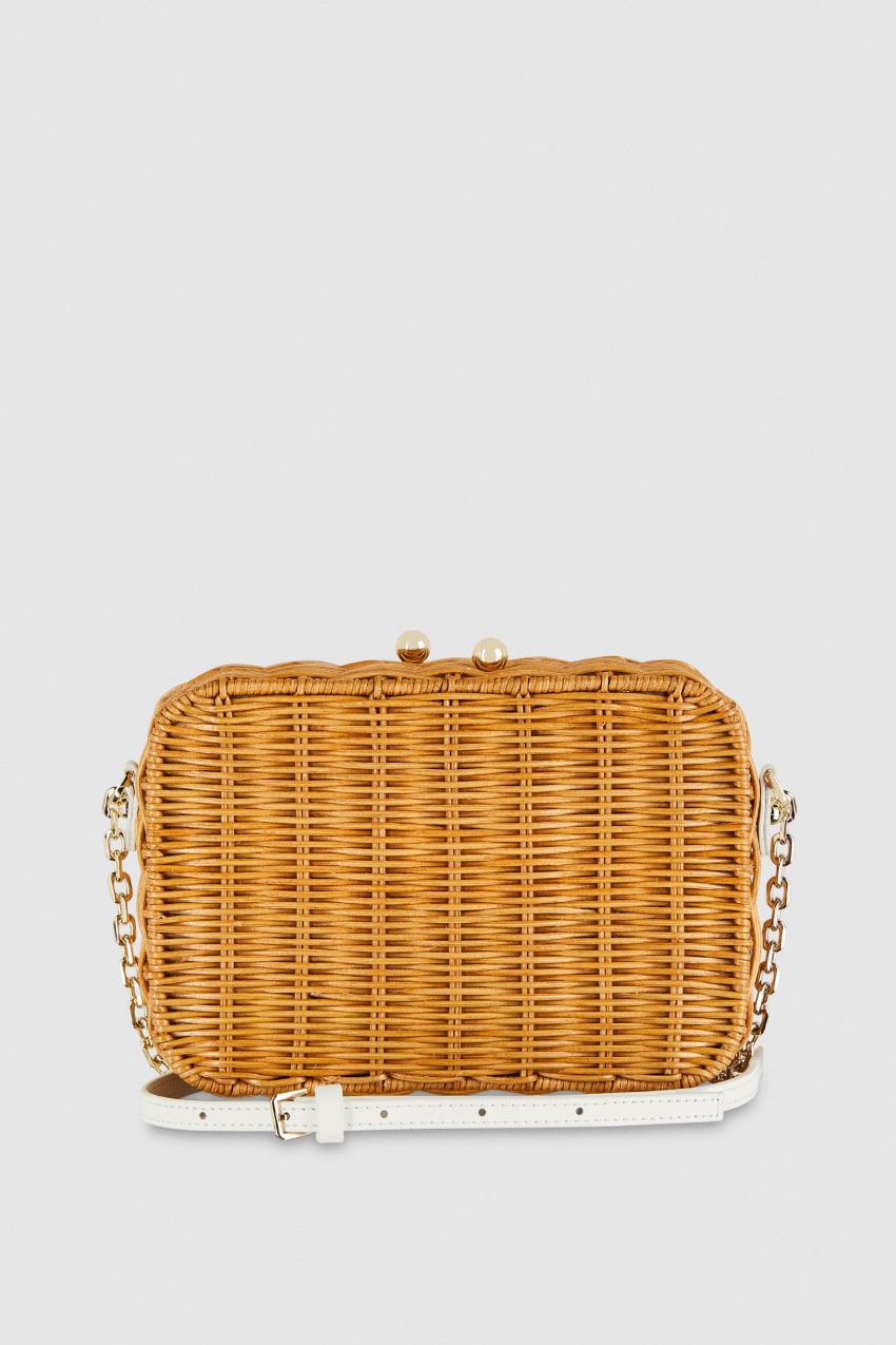 Patrizia Pepe Wicker Shoulder Bag Branco | 1543-PJOHQ