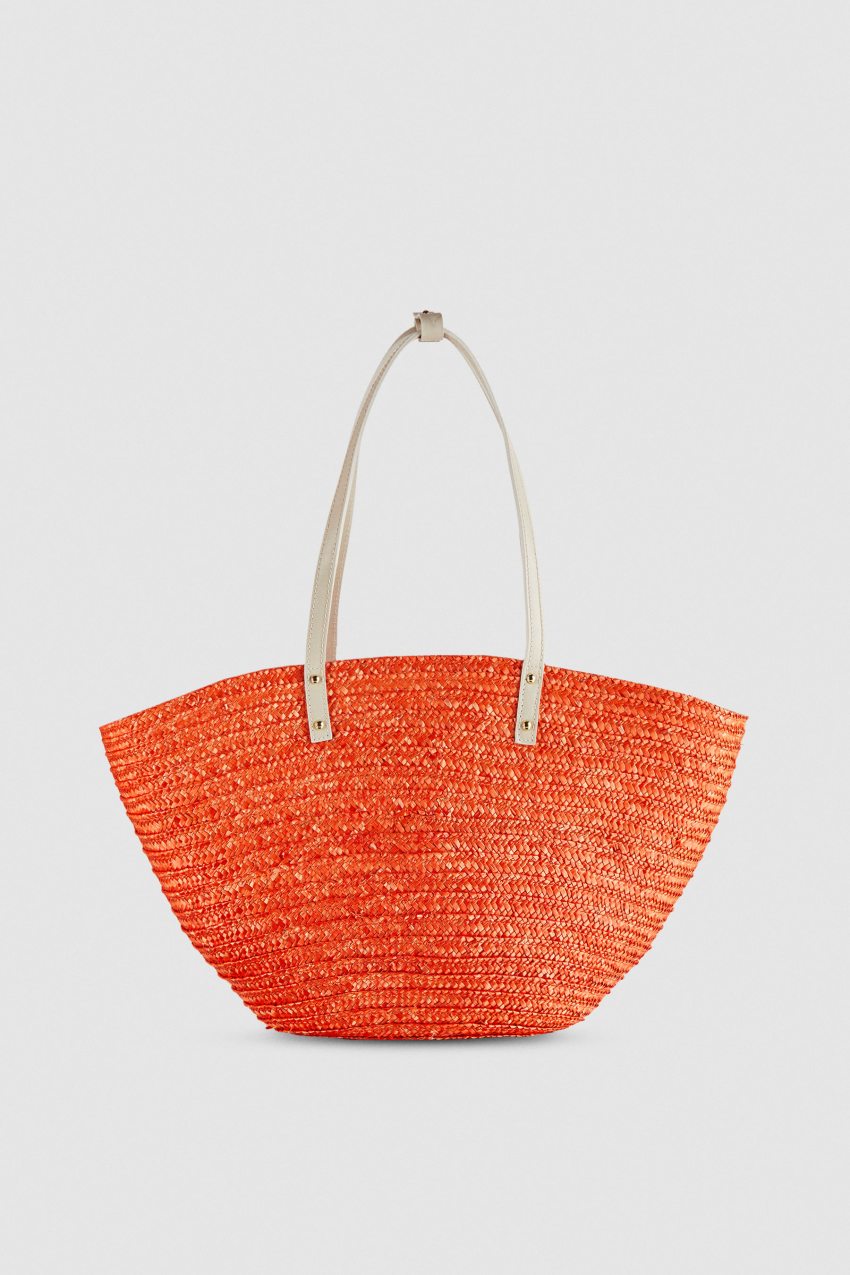 Patrizia Pepe Wide Braided Straw Shopping Bag Laranja | 8234-MLSGK